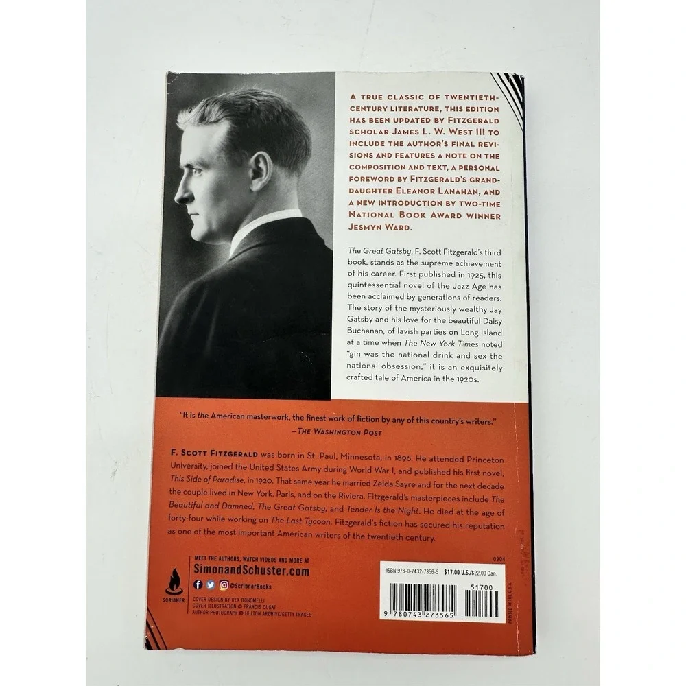 Scribner The Great‎ Gatsby Book F. Scott Fitzgerald Paperback Blue OS
